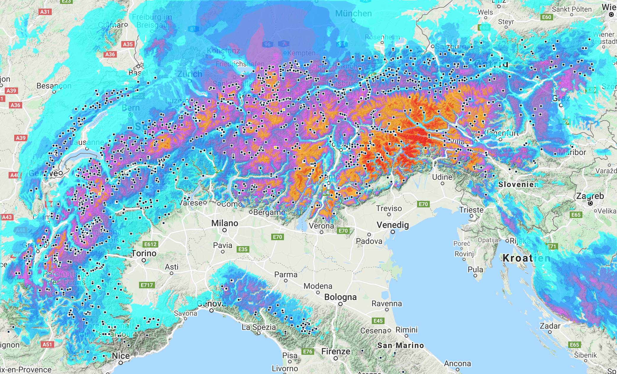 Sne update fra Alperne!