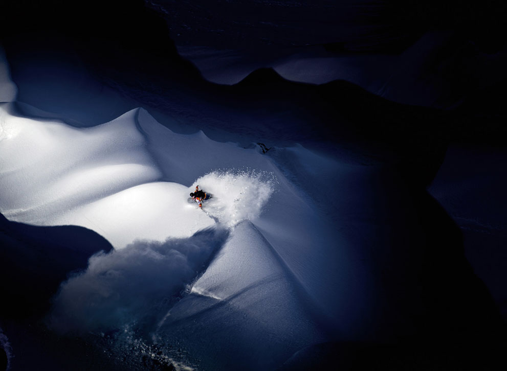 Scott Serfas won the Illumination category with this photo of Travis Rice in Alaska's Tordrillo Mountains. "This photo was taken on the second trip during the making of the "Art of FLIGHT" snowboarding film. We had been in Alaska for a month and I knew the trip was ending very soon. I really wanted to shoot a photo from the helicopter, right above Travis Rice as he was riding a line, but it was very difficult to coordinate because there was another heli in the air shooting with a Cineflex camera. The sun was setting fast so the director Curt Morgan called for Travis to drop into the line and as he made his second turn down the mountain I snapped this shot. This turned out to be the last photo I took during what was the best snowboarding trip of my life!" (© /Red Bull Illume)