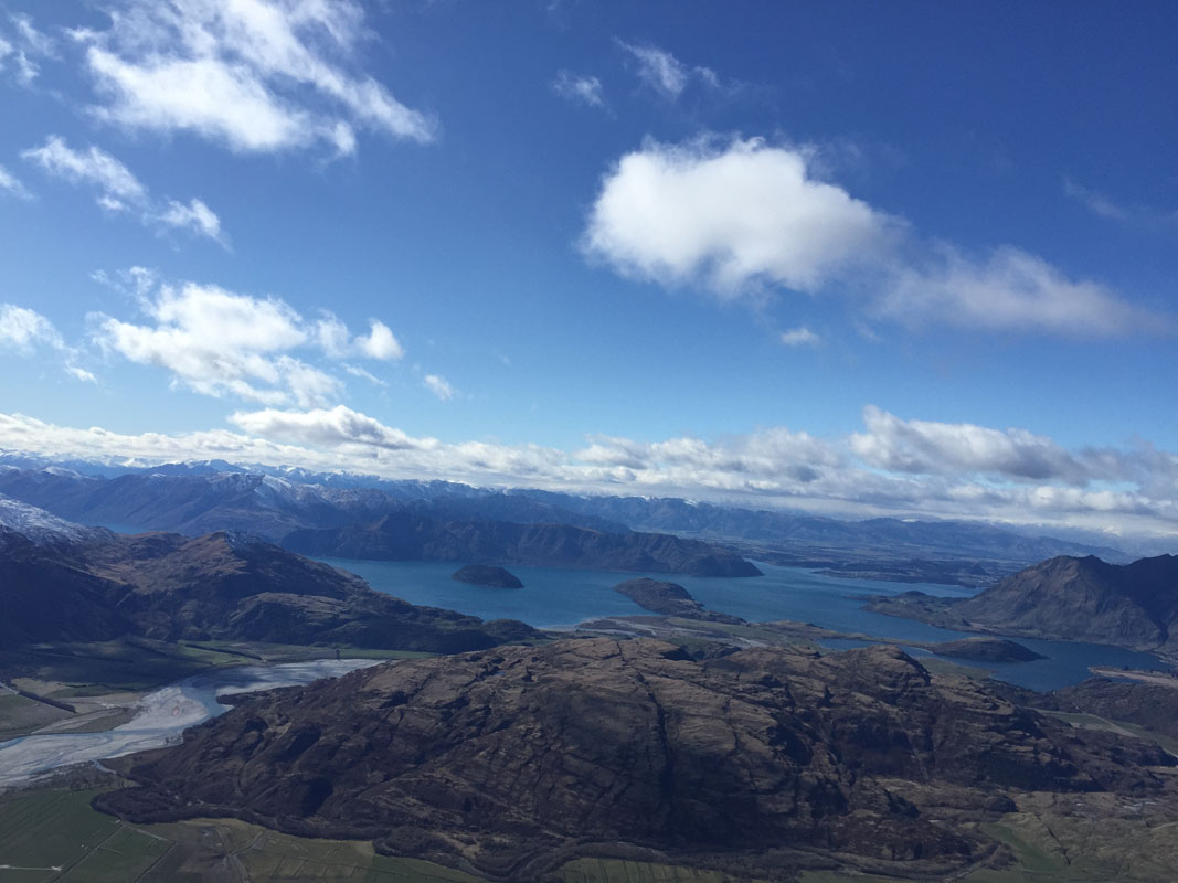 Udsigten over Lake Wanaka fra Treble Cone view point